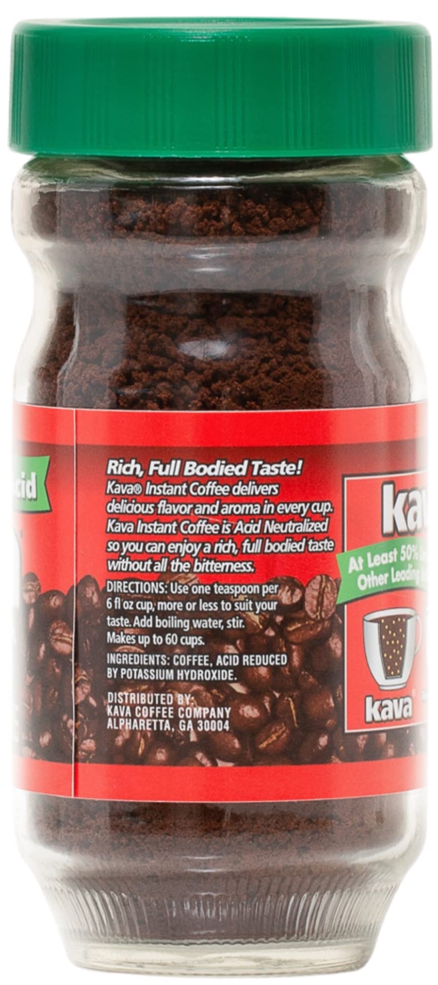 Kava Decaf Acid Reduced Instant Coffee, 4 Ounce Jar (Pack Of 6)