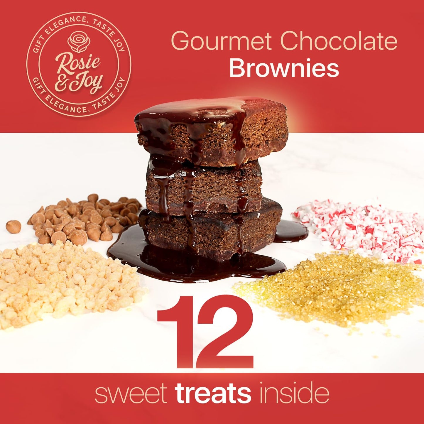 Gourmet Brownie Gift Box – 12 Assorted Rich, Chocolate Brownies Handcrafted For Freshness – Gift Basket, Holiday Gift Baskets For Women, Coworkers, Friends, Family - Made In Usa