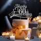 60Th Anniversary Silver Glitter Cake Topper, 60 Wedding Anniversary Party Decoration Ideas, Premium Quality, Sturdy Doubled Side