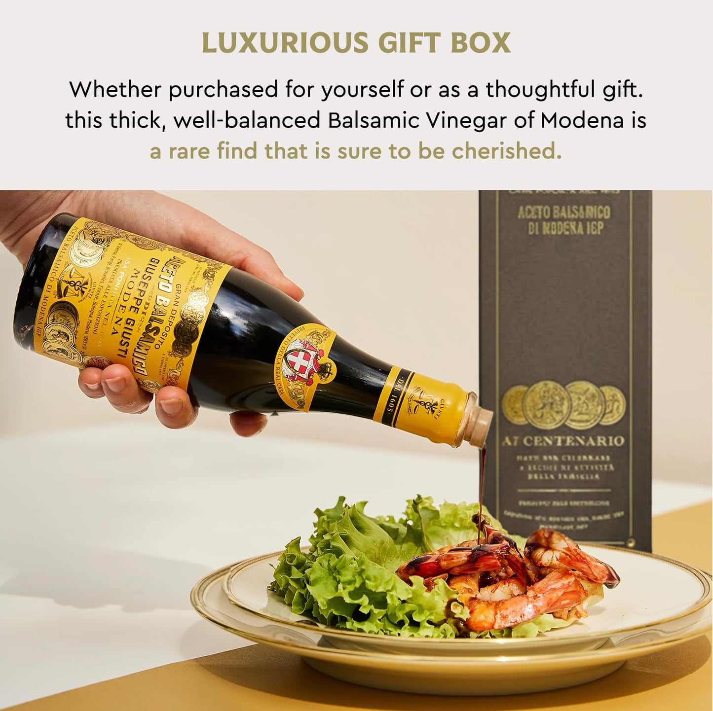 Giusti Balsamic Vinegar Of Modena Igp – Extra Thick & Rich Aceto Balsamico Di Modena, Matured In Traditional Aging Casks - 4 Gold Medals, Made In Italy, In Gift Box - 8.45 Fl Oz (250 Ml) -Pack Of 1