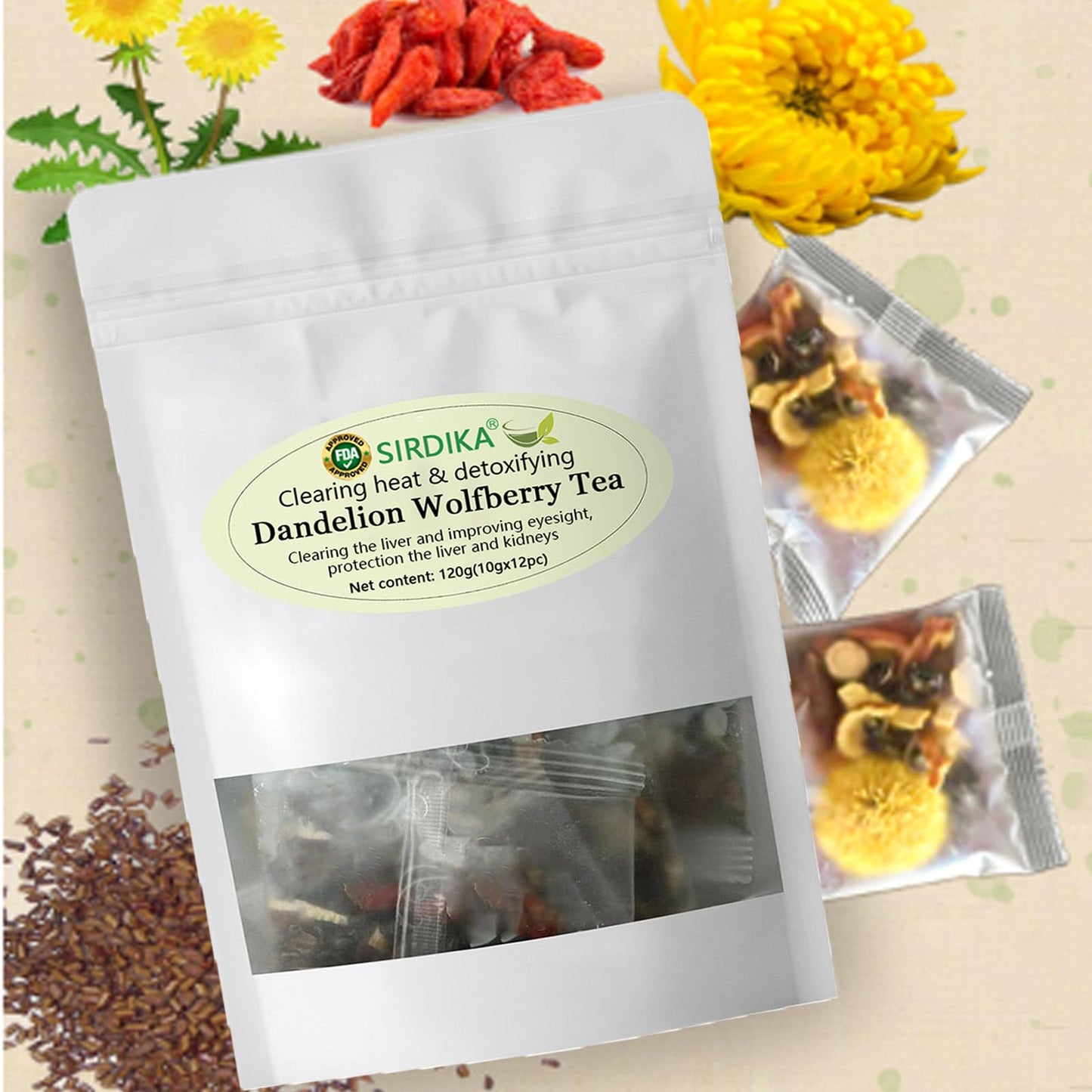 Dandelion Wolfberry Tea Bags, Dandelion Wolfberry Tea Organic Kidneys & Liver Tea Chinese Wolfberry Tea With Seven Herbal Ingred