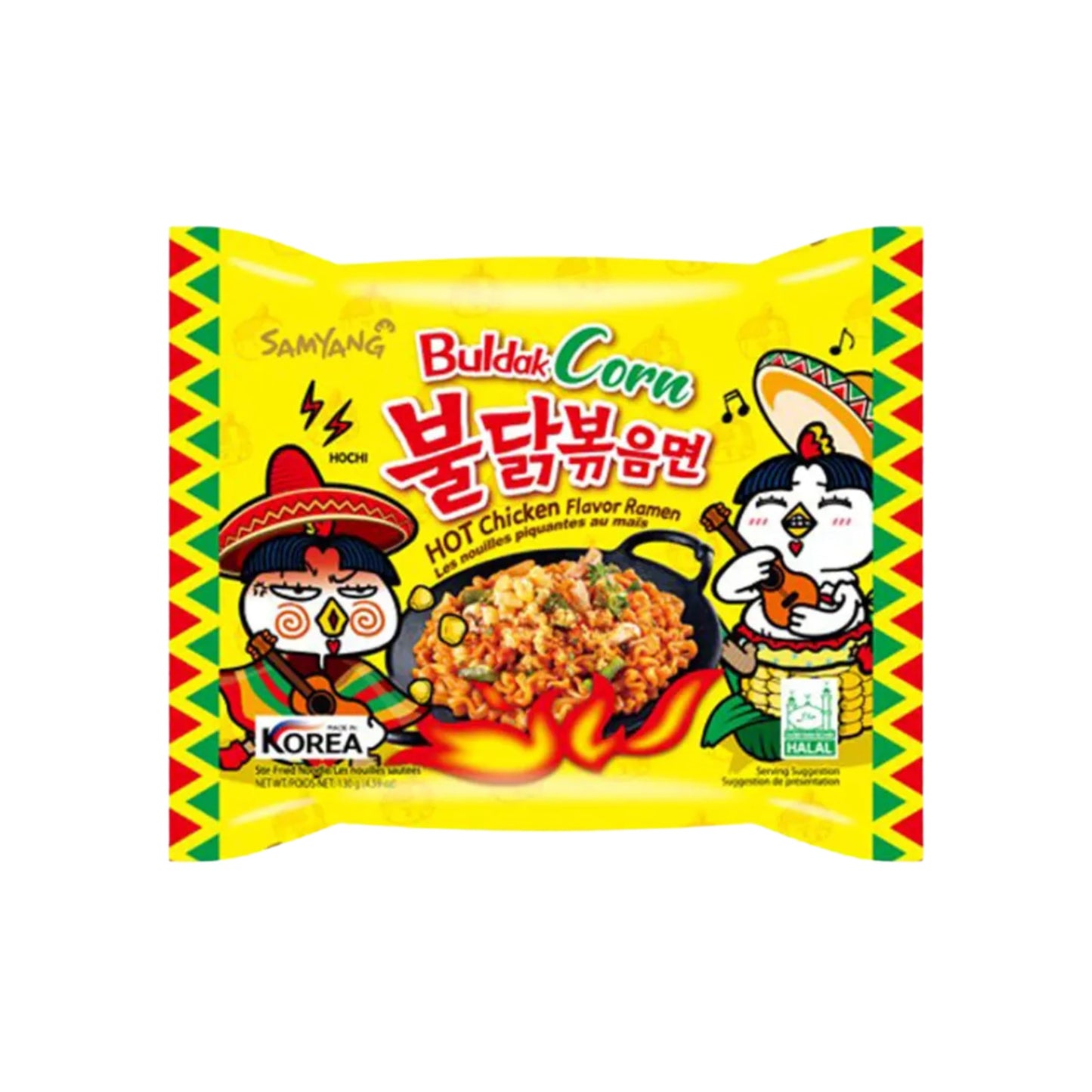 (10 Packs) Buldak Ramen Noodles - Corn Flavor - Hot Chicken Stir-Fried Ramen - Creamy & Savory Heat - Imported Korean Instant No