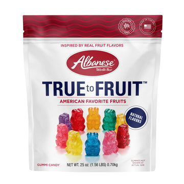 Albanese World'S Best True To Fruit - American Favorite Fruits Gummies, Candy, 25Oz Bag, Soft & Chewy Candy Snack, Fruity Flavor