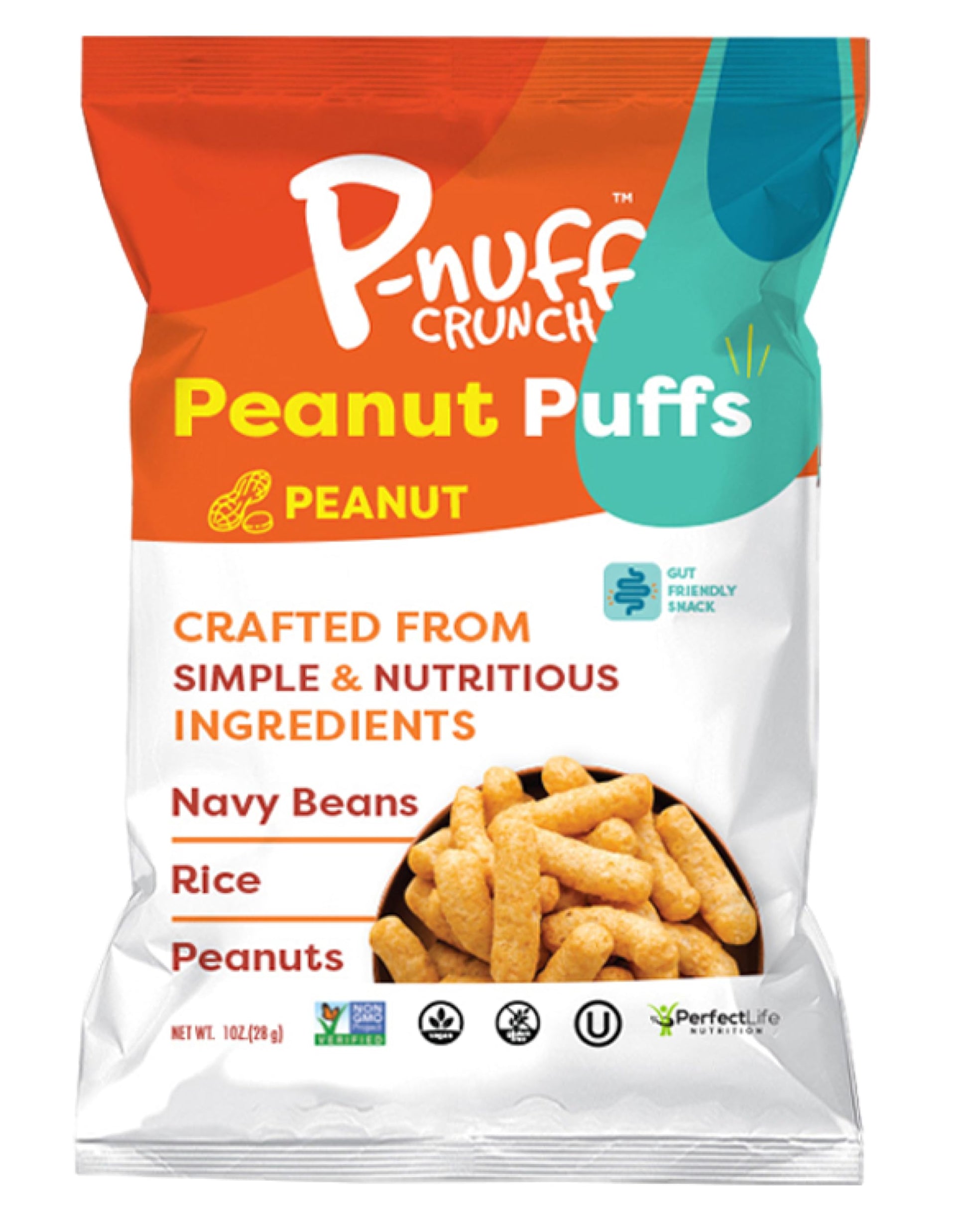 P-Nuff Peanut Butter Puffs - Healthy Low Calorie Vegan Snacks, High Protein, Gluten Free, 1 Oz Bag (Pack of 12)