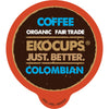 EKOCUPS Artisan Organic Colombian Coffee Pods, Extra 30% More Coffee Per Cup, Fair Trade Medium Roast, Colombian Roast Coffee fo