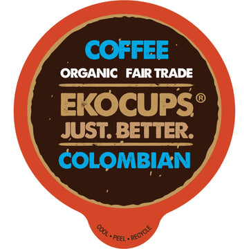 EKOCUPS Artisan Organic Colombian Coffee Pods, Extra 30% More Coffee Per Cup, Fair Trade Medium Roast, Colombian Roast Coffee fo