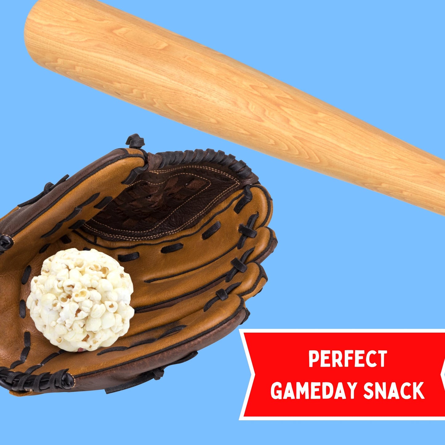 Kathy Kaye Baseball Themed Popcorn Balls, Individually Wrapped Salty Snacks, Sports Party Favor, 8 Pieces Included, 8Oz