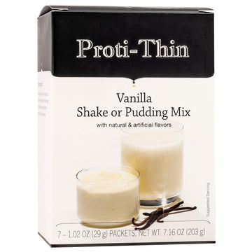 Proti-Thin High Protein Creamy Vanilla Pudding/Shake Mix, 15G Protein, Low Calorie, Low Carb, Low Fat, Low Sugar, No Gluten Ingr