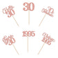Rssta i Cupcake Toppers 24 Pack Rose Gold Paper Decorations for 30th Birthday and Wedding Anniversary Party