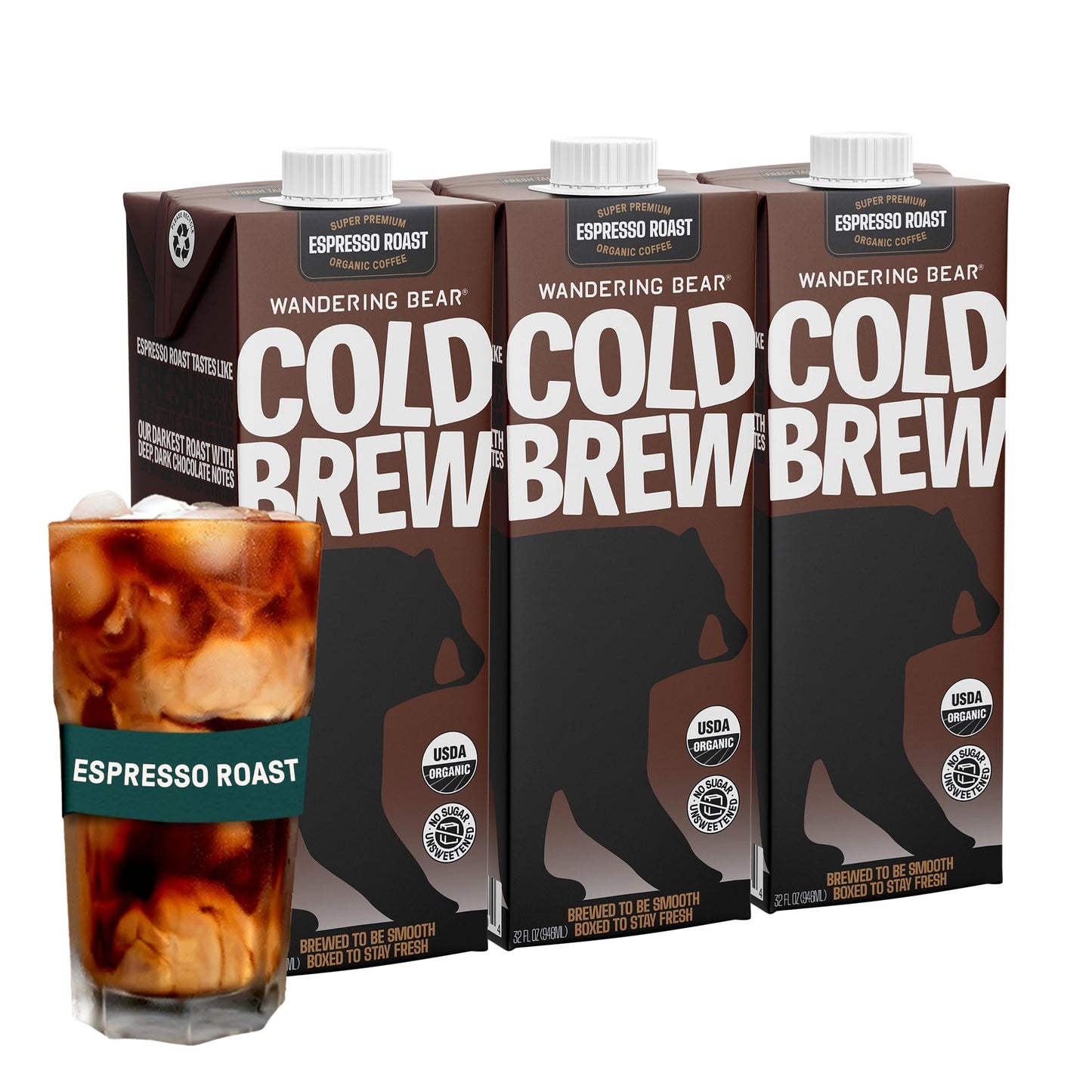 Wandering Bear Cold Brew Coffee 32 fl oz (3 pack Espresso Roast)
