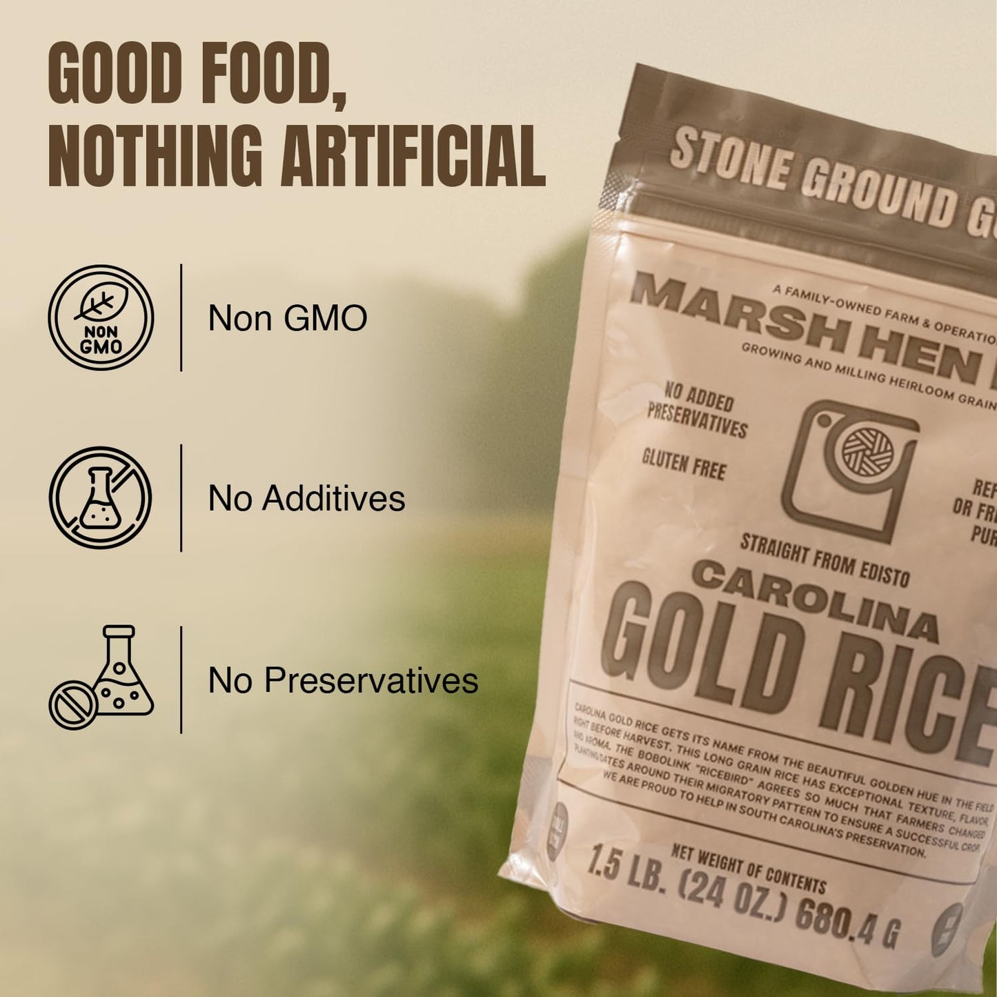 Geechie Boy Mill Carolina Gold Rice - 1.5 Pound (Pack of 1) - Premium Quality Southern Rice