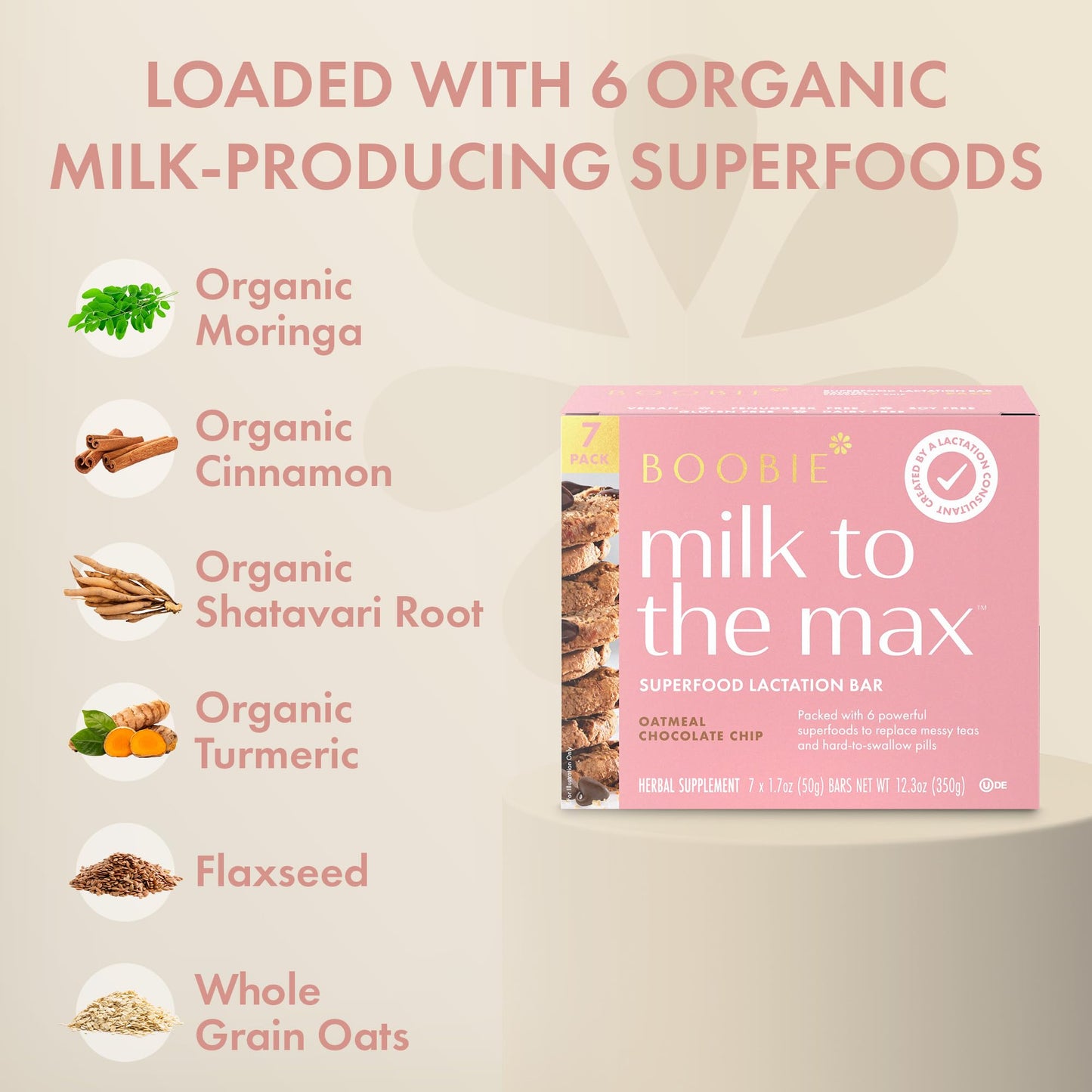 Boobie Bar Superfood Oatmeal Chocolate Chip Lactation Bar For Breastfeeding Moms To Increase Milk Supply | #1 Selling Lactation