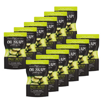 OH SNAP! Dilly Bites (12 Pack) - Dill Pickle Snacking Cuts - Fresh Packed Ready To Eat Pickle Bites - Gluten-Free, Fat-Free & Ma