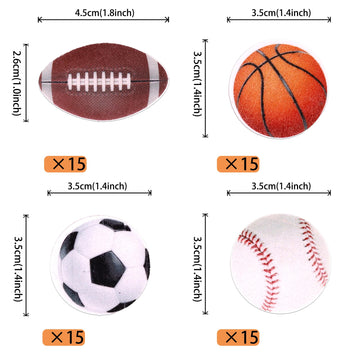 60 Pcs Edible Sports Cupcake Toppers Baseball Cupcake Picks Football Soccer Ball Toothpicks Rugby Basketball Cake Decorations Fo
