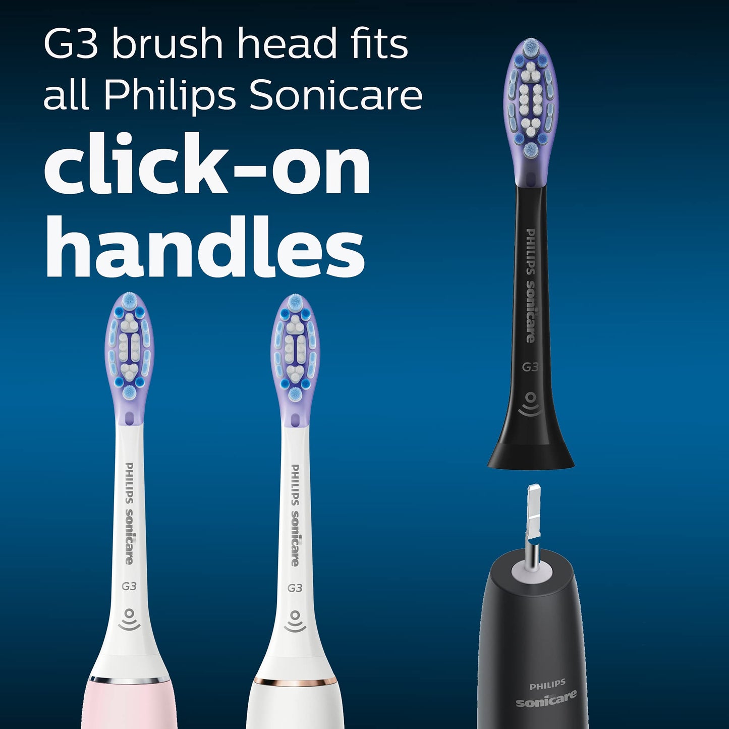 Philips Sonicare Genuine G3 Premium Gum Care Replacement Toothbrush Heads, 2 Brush Heads, Black, Hx9052/95
