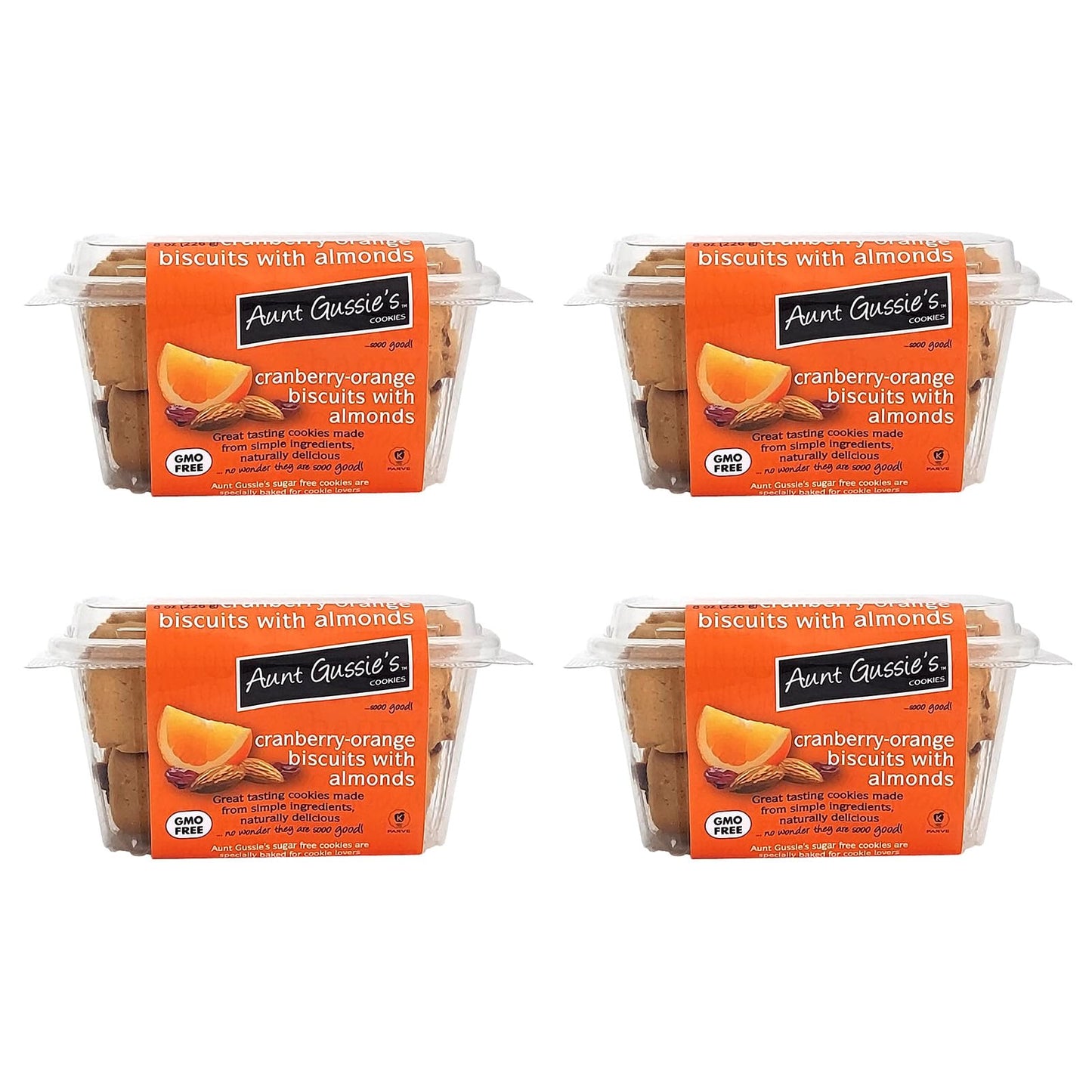 Aunt Gussie'S - No Sugar Added Wheat Cranberry Orange With Almond Biscuits - 4 Pack