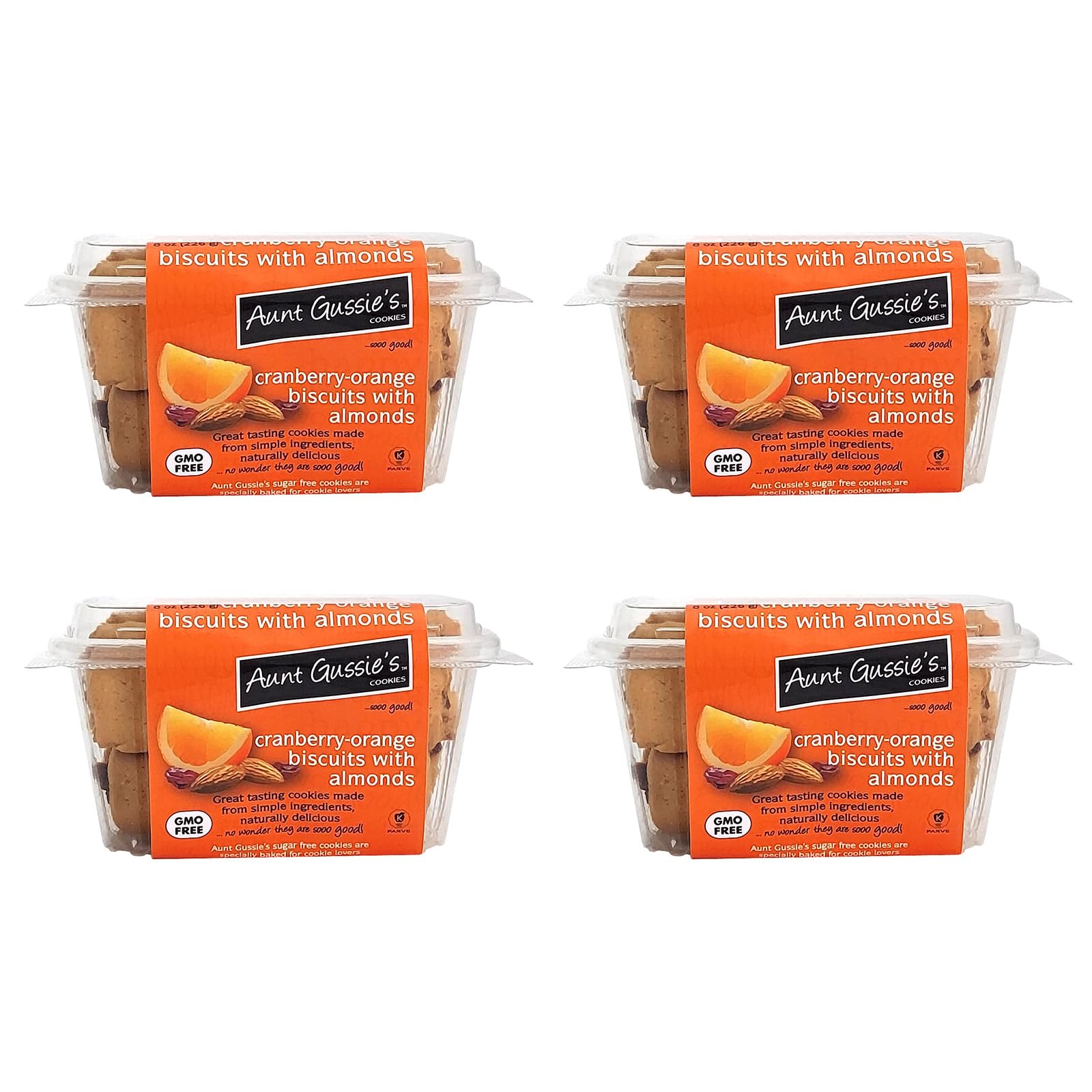 Aunt Gussie'S - No Sugar Added Wheat Cranberry Orange With Almond Biscuits - 4 Pack