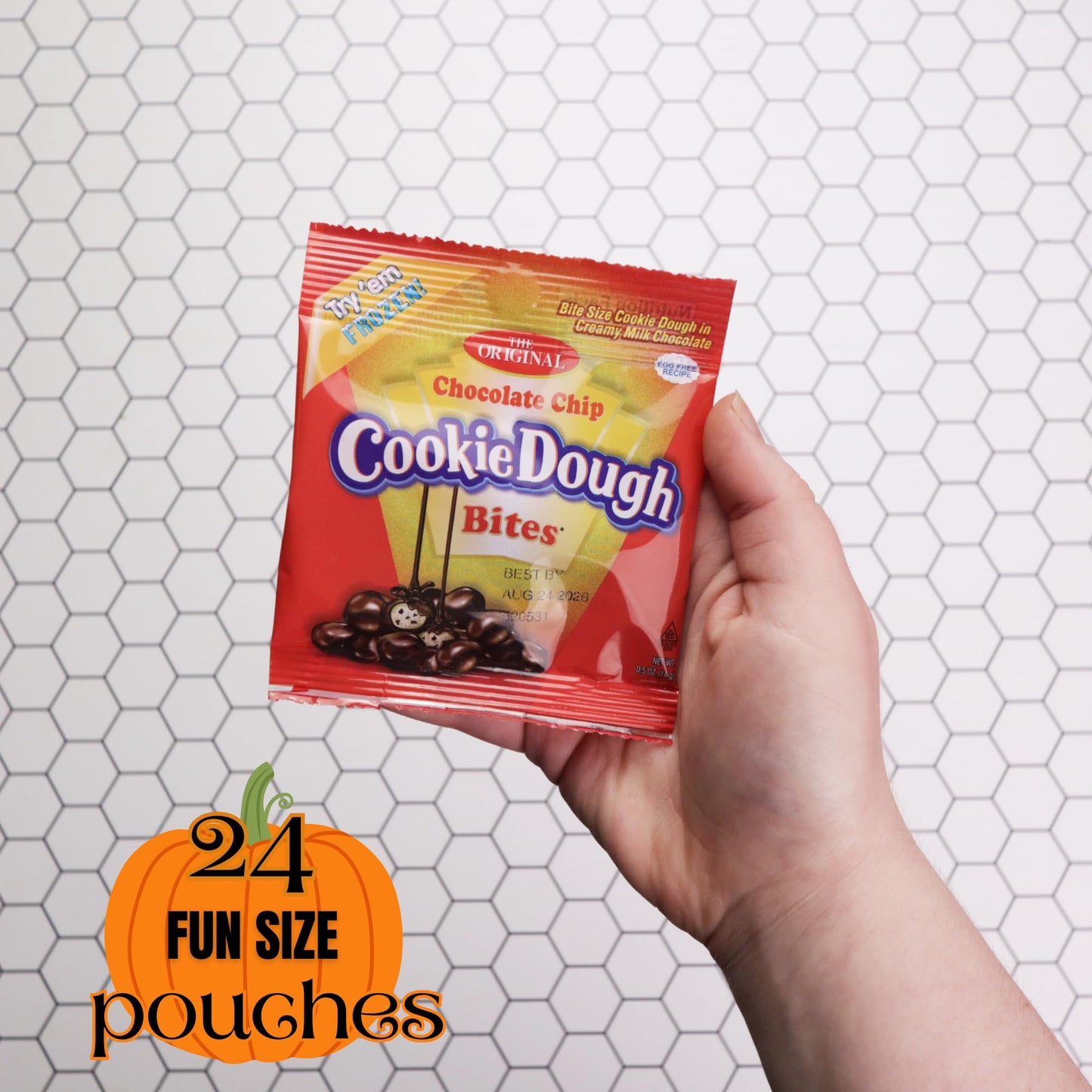 Halloween Chocolate Chip Cookie Dough Bites  24 Individual Pouches  Perfect Trick or Treat Pass Out Candy  12 Ounces