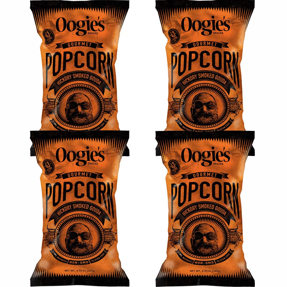 Oogies Gourmet Popcorn 4 Pack Hickory Smoked Gouda Gluten Free 4.25 Ounce Big Bag