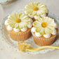 Foowztao 60Pcs Edible Daisy Cupcake Toppers - Wafer Paper Flower Decorations for Birthday & Wedding, Yellow