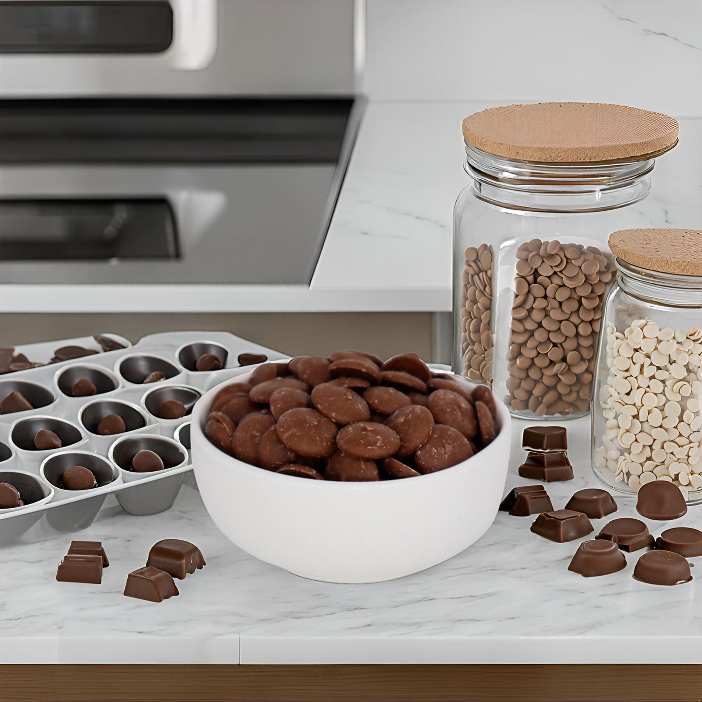 ASOZI Milk Chocolate Melting Wafers - 5 lbs Premium Quality Cocoa Lite for Melting & Dipping, Perfect for Baking - 80oz