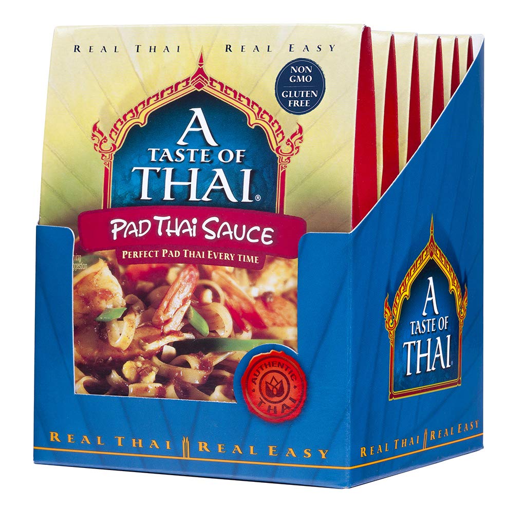 A Taste of Thai Pad Thai Sauce - Ready-to-Use Mix - Non-GMO, Gluten-Free - 3.25oz Pack of 6