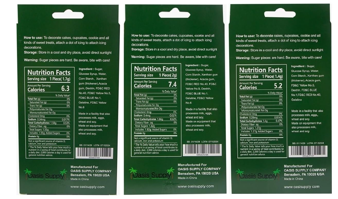 Oasis Supply Christmas Edible Cake Decorations, 45 Pieces, Royal Icing, Gingerbread Man, Santa Face, Trees, Wreaths, Red Green White