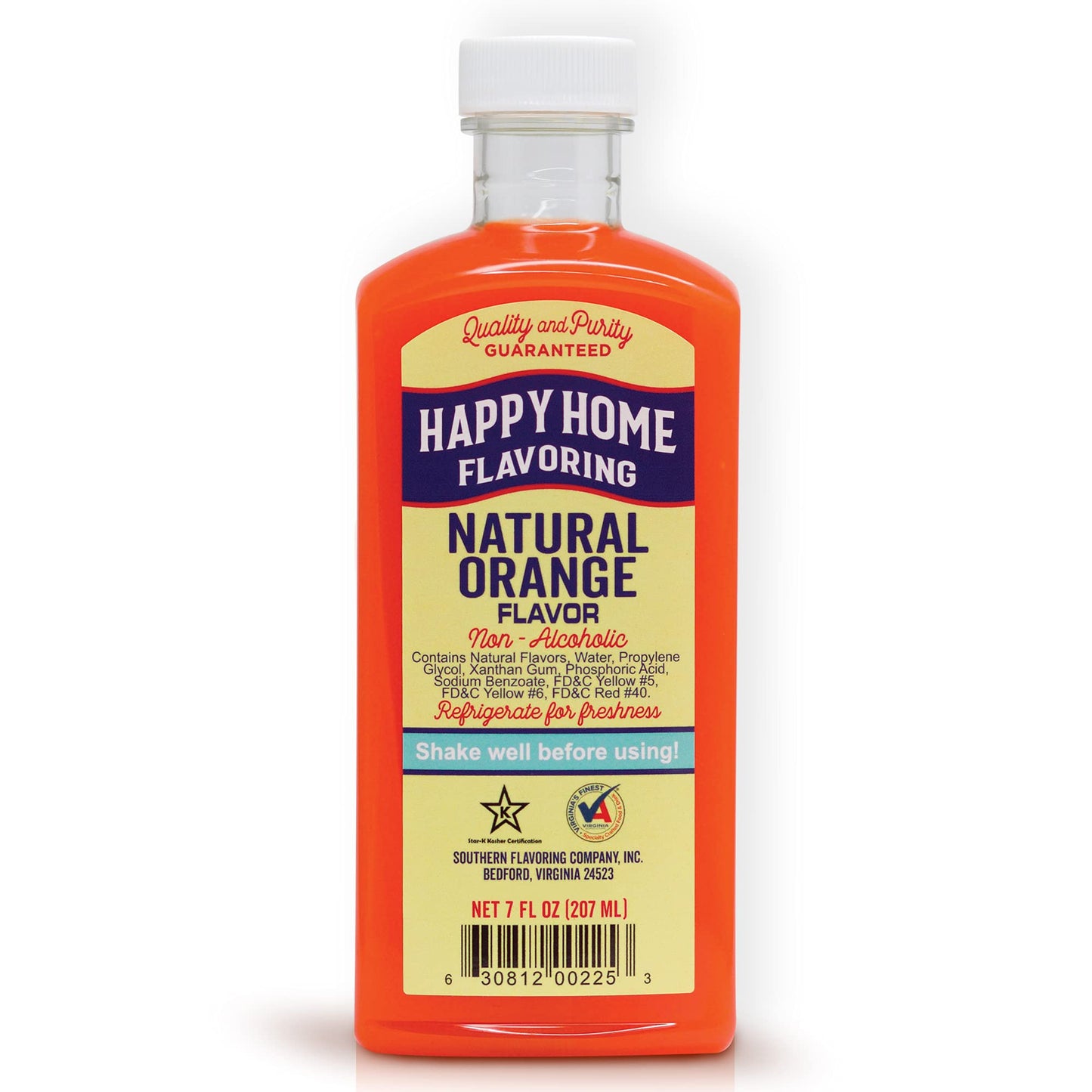 Happy Home Natural Orange Flavoring, Non-Alcoholic, Certified Kosher, 7 Fl Oz