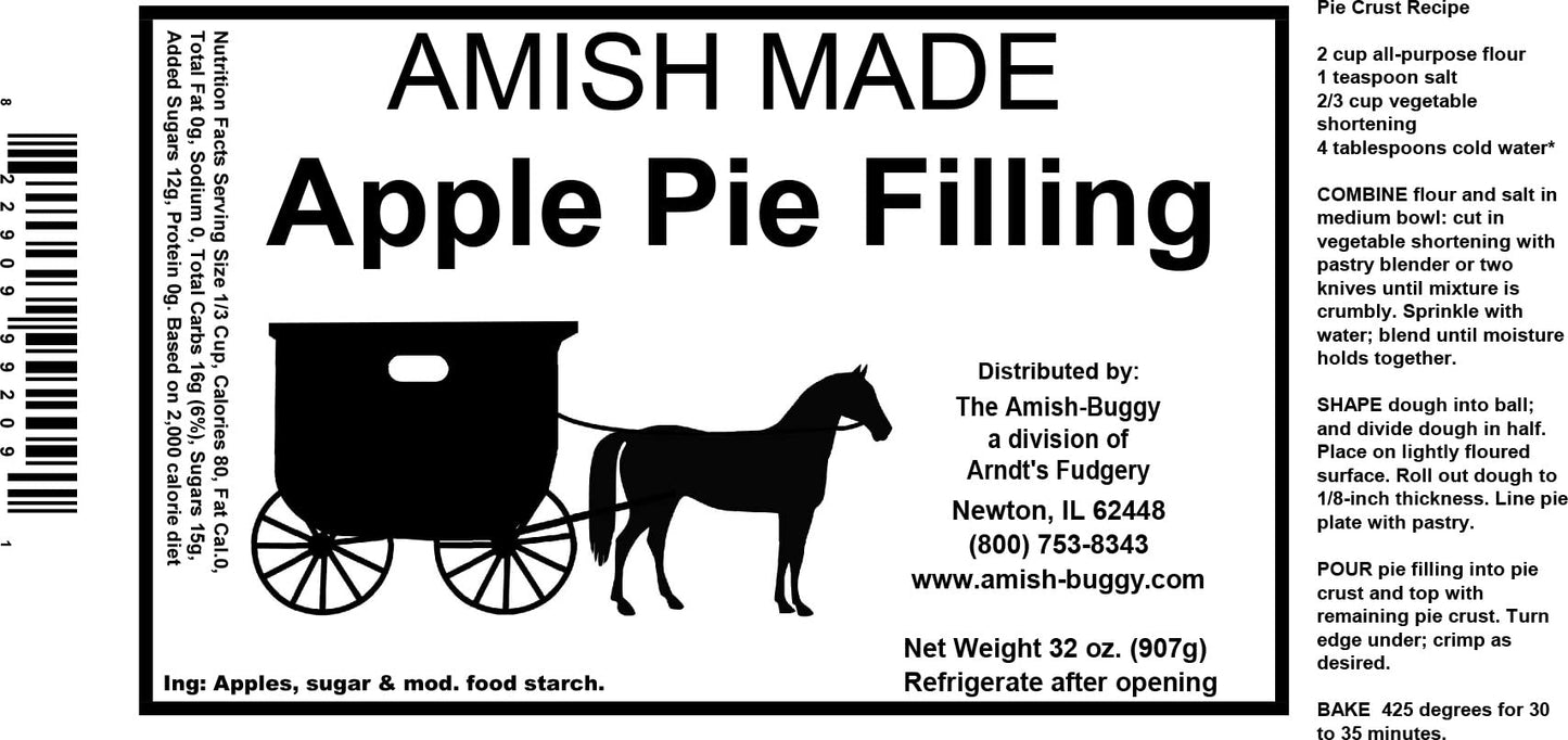Amish Pie Filling Apple - 2 Jars- 32 Oz