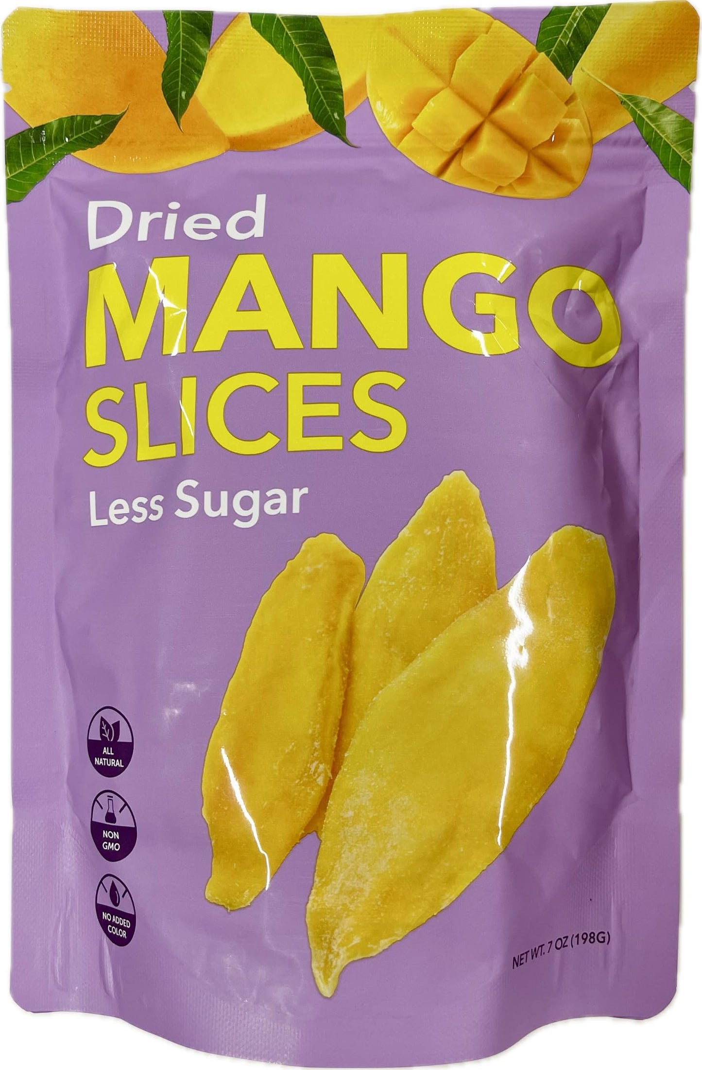 Premium All Natural Real Wild Tropical Mango Dried Fruit Slices 7Oz Less Sugar Non Gmo, No Added Colors Healthy Snacks Resealabl