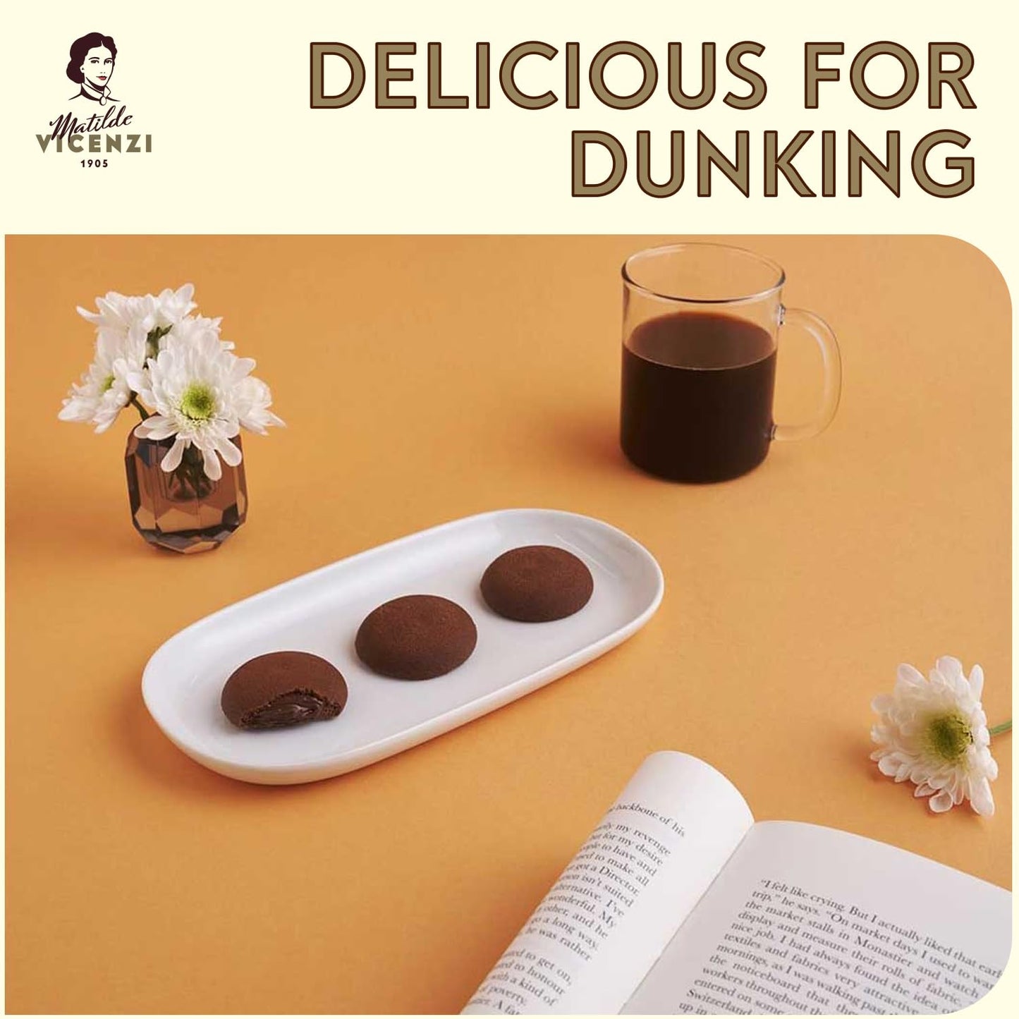 Grisbi Double Chocolate Shortbread By Pasticceria Matilde Vicenzi, Chocolate Cream Filled Patisserie Pastry Cookie, All-Natural,