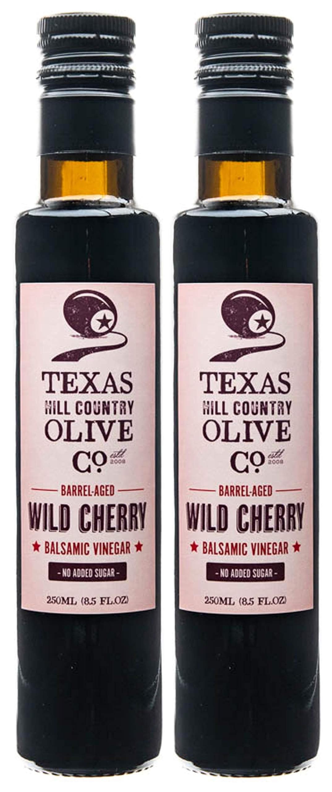 Texas Hill Country Olive Company Wild Cherry Balsamic Vinegar, Gourmet Barrel Aged, 8.5 oz (Pack of 2)