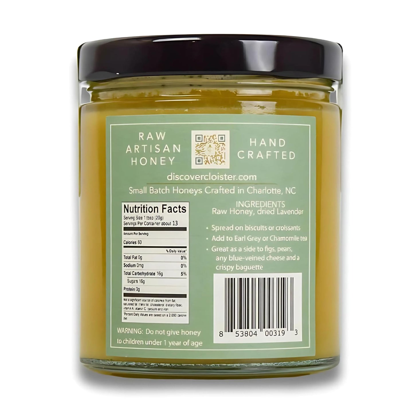 Cloister Honey Whipped Honey - Lavender (9 Oz) | Hand Crafted | Raw Artisan Honey | 100% Pure, Raw & Unfiltered | All Natural |