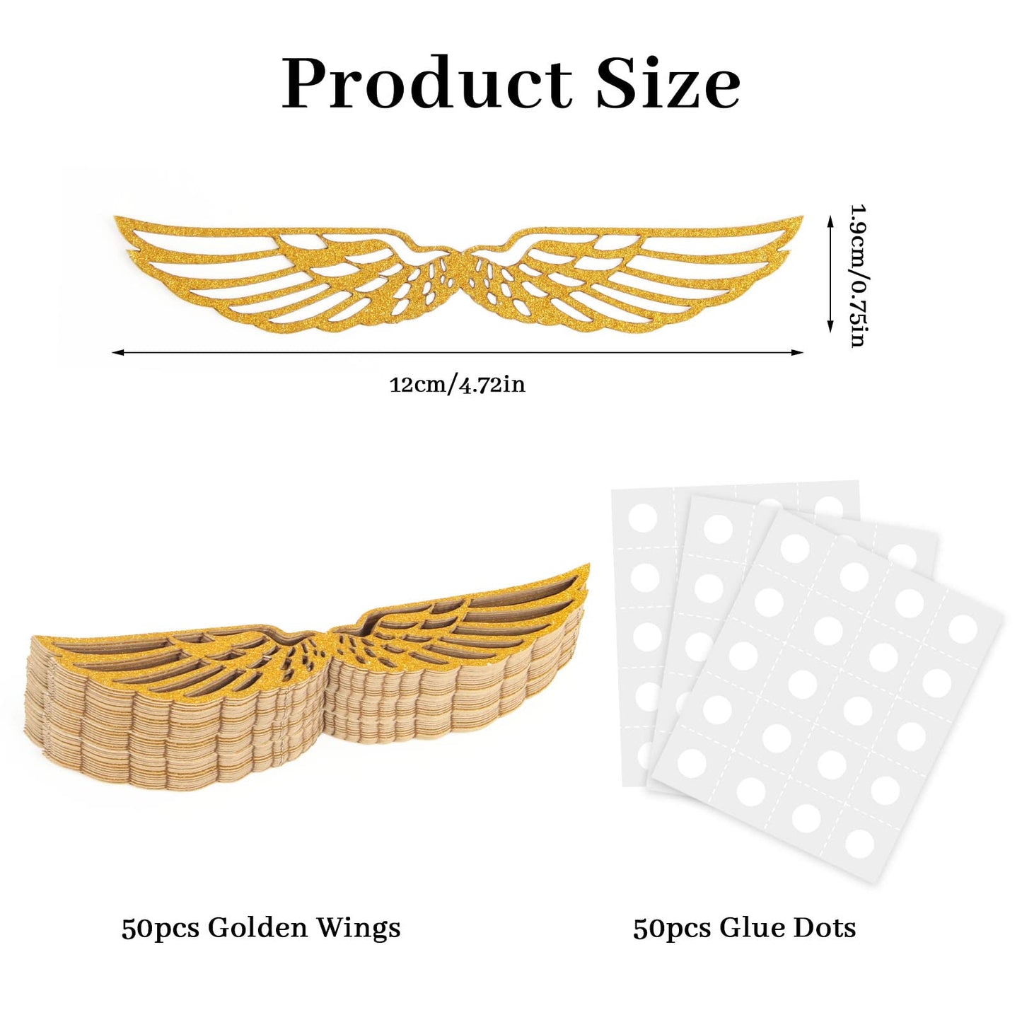 50Pcs Golden Snitch Wings Chocolate Decoration, Coldairsoap Happy Easte Cupcake Toppers Party Chocolate Wings Decor With 50Pcs G