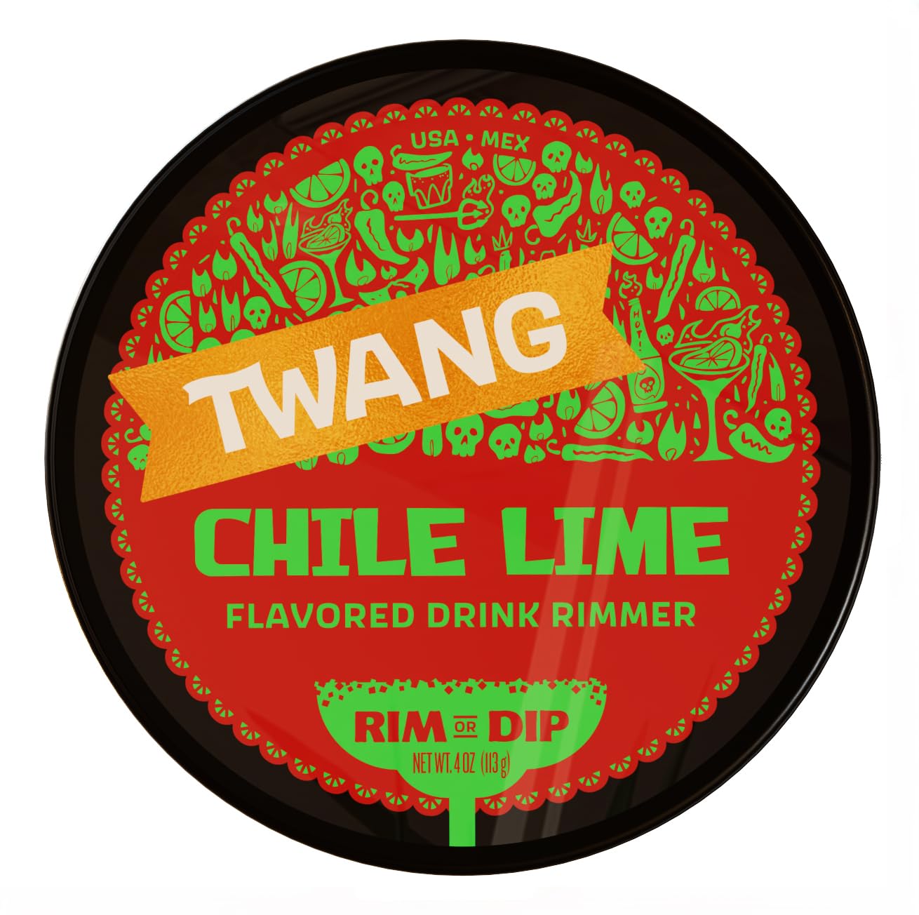 Twang Michelada Rimming Salt Tub, 4 Ounce, Orange, Ideal for Cocktails