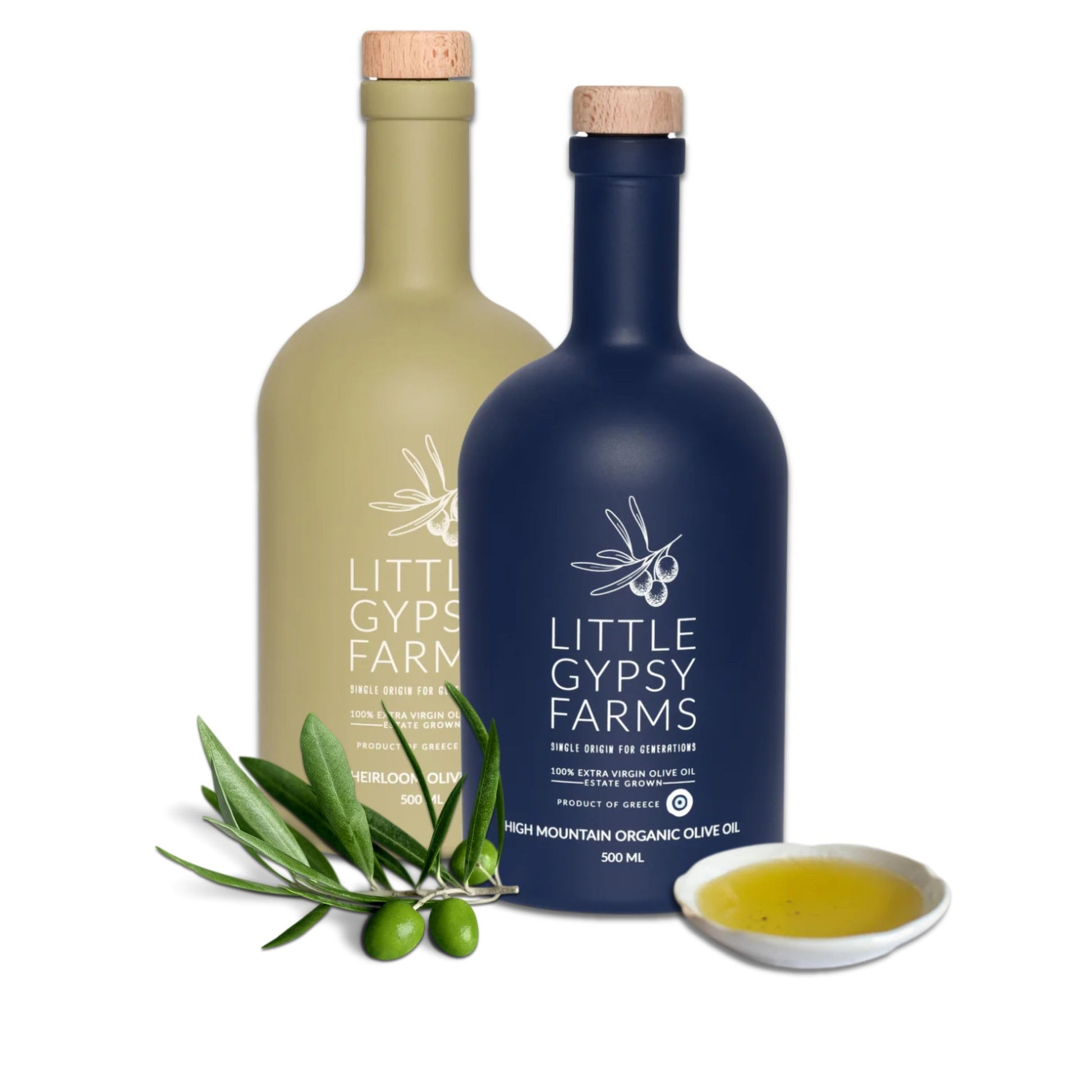 Gypsy Farms Extra Virgin Olive Oil Combo - First Cold-Pressed, High Polyphenols - 500ml (2 Pack)