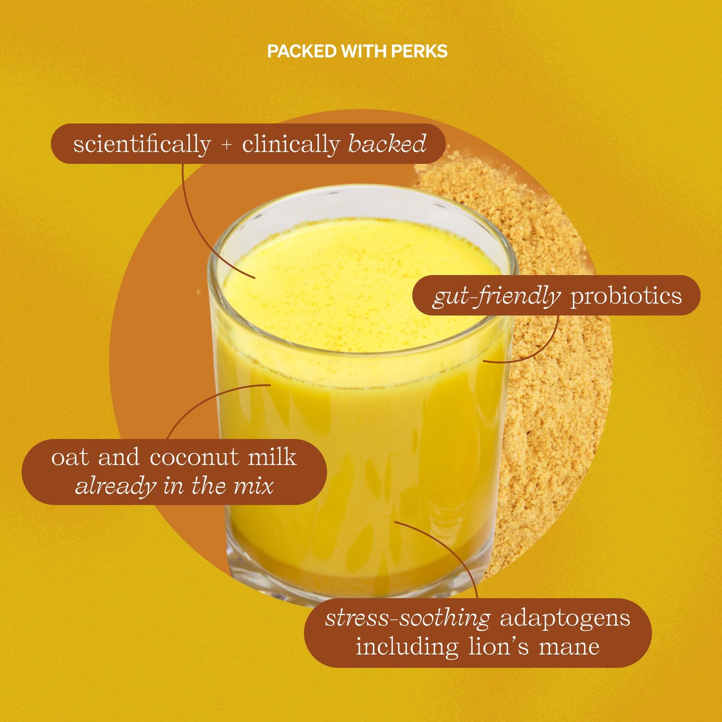 Clevr Blends Turmeric Powder, Golden Milk Instant Latte Mix, Superfood Powder With Oat Milk, Lions Mane, Reishi Mushroom, Organi