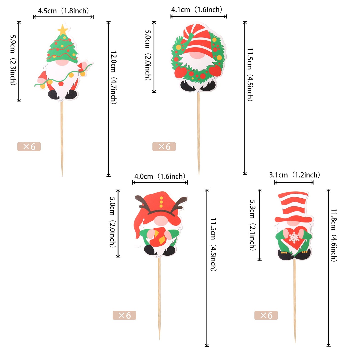 24 Pcs Valentine'S Day Elf Cupcake Toppers Gnomes Elf Sweet Love Valentines Cupcake Toppers Valentine'S Day Theme Baby Shower Ki