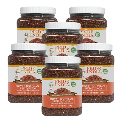 Pride Of India - PACK of 6 - Natural Red Royal Quinoa - 100% Bolivian Superior Grade Protein Rich Whole Grain, 1.25 Pound (20oz)