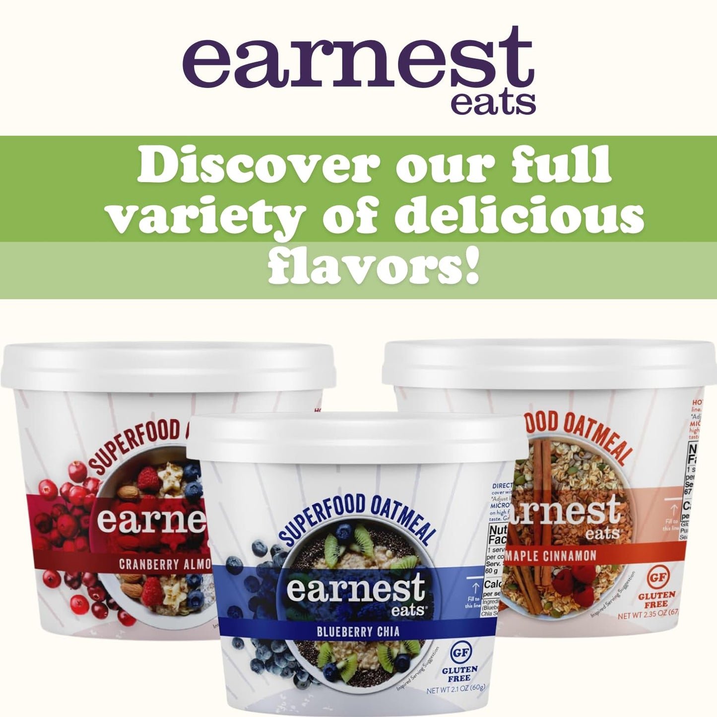 Earnest Eats Gluten Free Superfood Oatmeal, Maple Almond Cinnamon-6 Pack