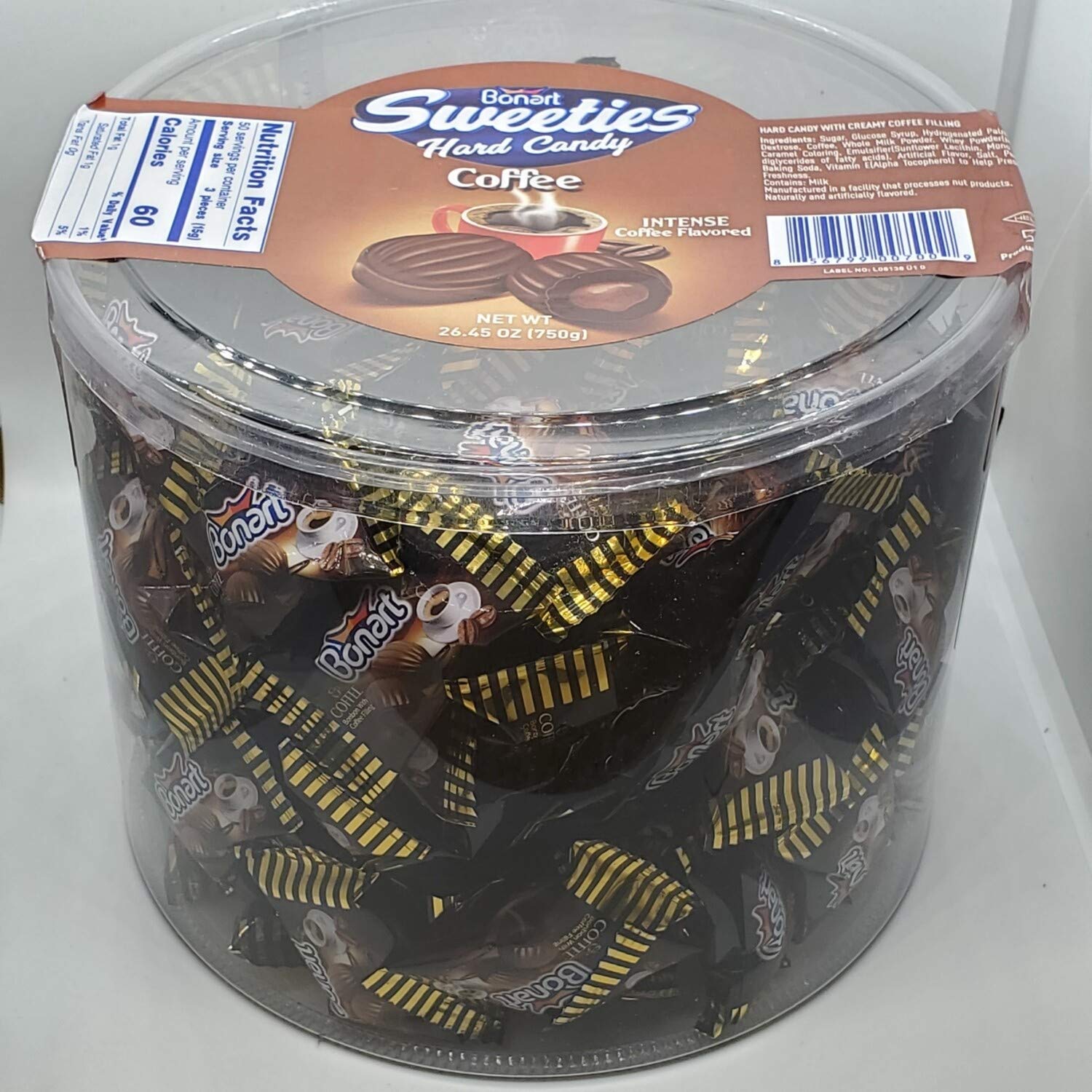 Bonart Sweeties Coffee Hard Candy Center Filled 750Gr Tube Box Halal