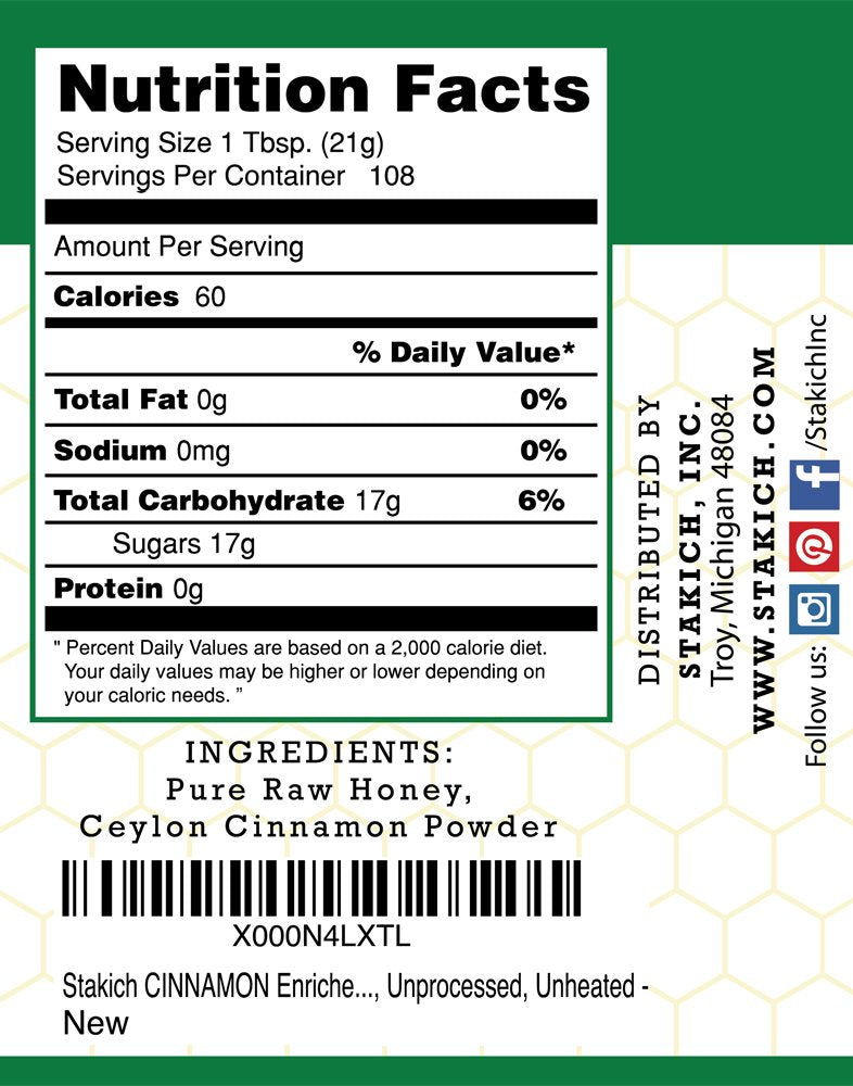 Stakich Raw Honey - Unprocessed, Unheated - 5 Pound (80 Ounce)