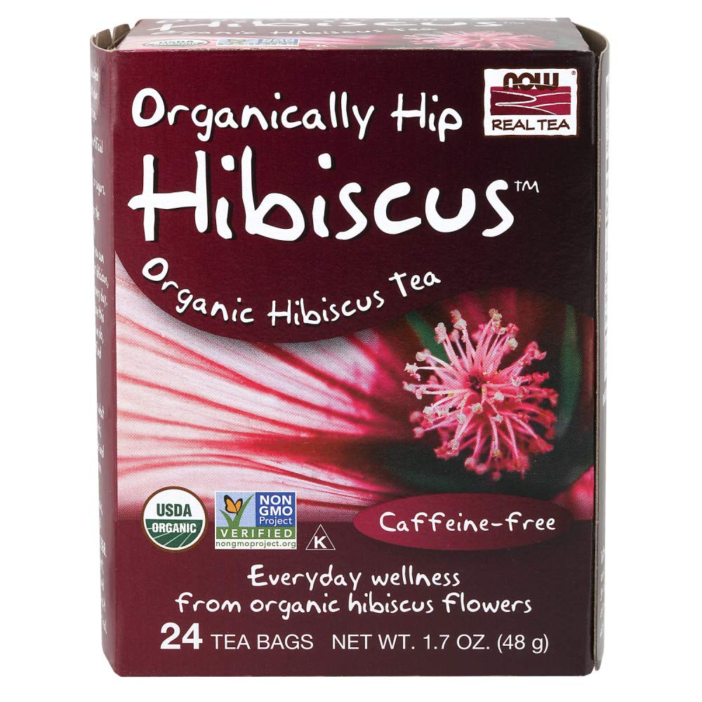 Now Foods  Organically Hip Hibiscus Tea  Energy Blend-Free  Non-Gmo  No Added Colors  Preservatives Or Sugars  Top-Grade Unbleached Tea Bags With Our No-Staples Design  24-Count