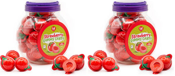 Strawberry Gummy Balls - 19 Ounce Jar (30 Count) - Jelly Filled Gummies - Individually Wrapped Gummy Candy - Kids Party Favors -
