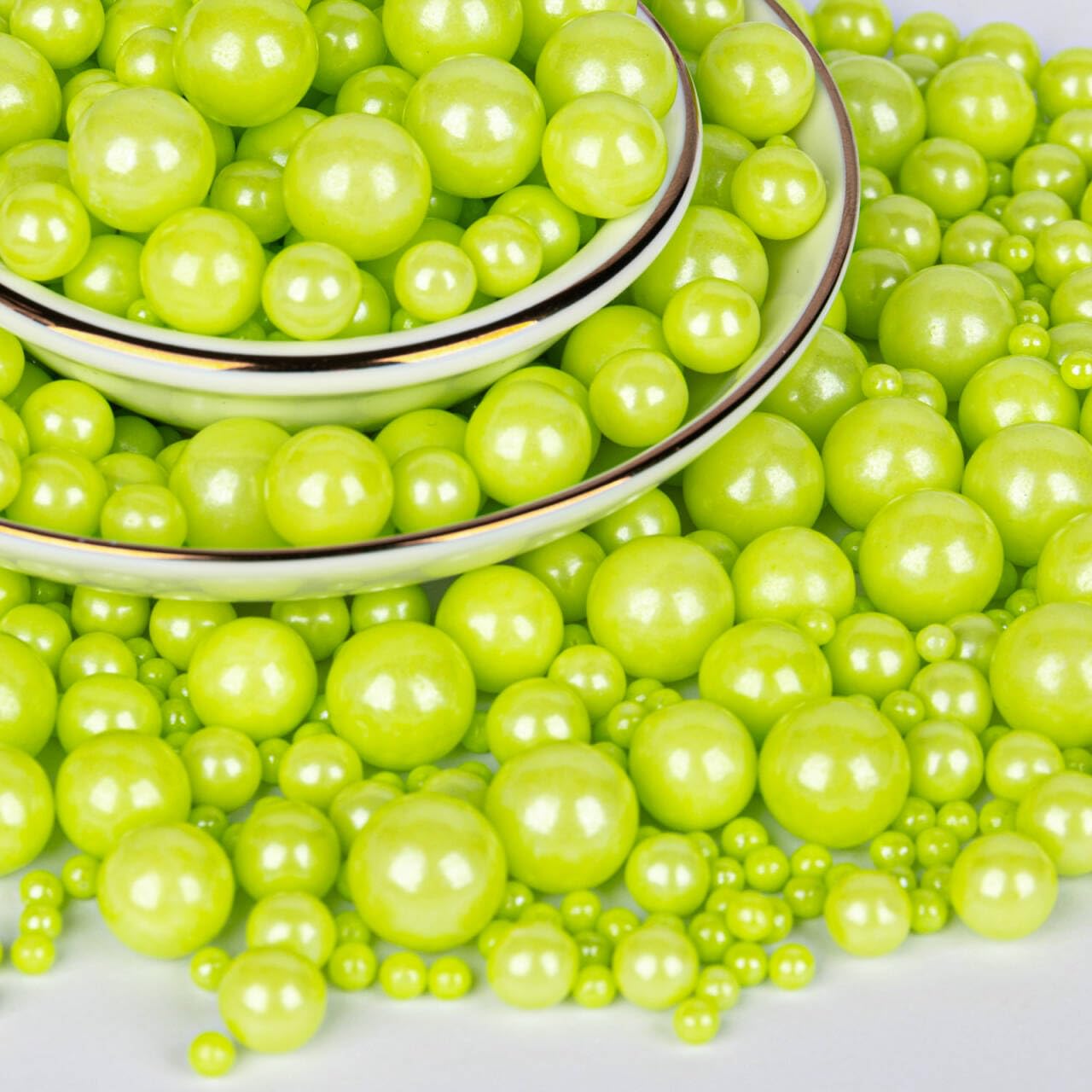 Twisweet Green Pearl Sprinkles for Cake Decorating, Edible Sugar Pearls for Baking, Mix Size, Cake Topper Cupcake Cookie Ice Cre
