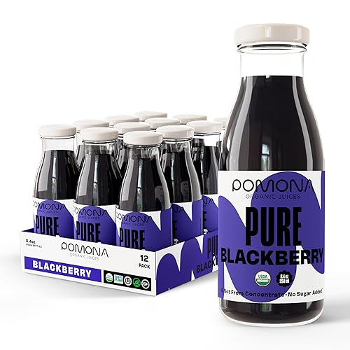 Pomona Organic Blackberry Juice (Pack Of 12), Cold Pressed Usda Organic Juices, 100% Blackberries, No Added Sugar, Not From Conc