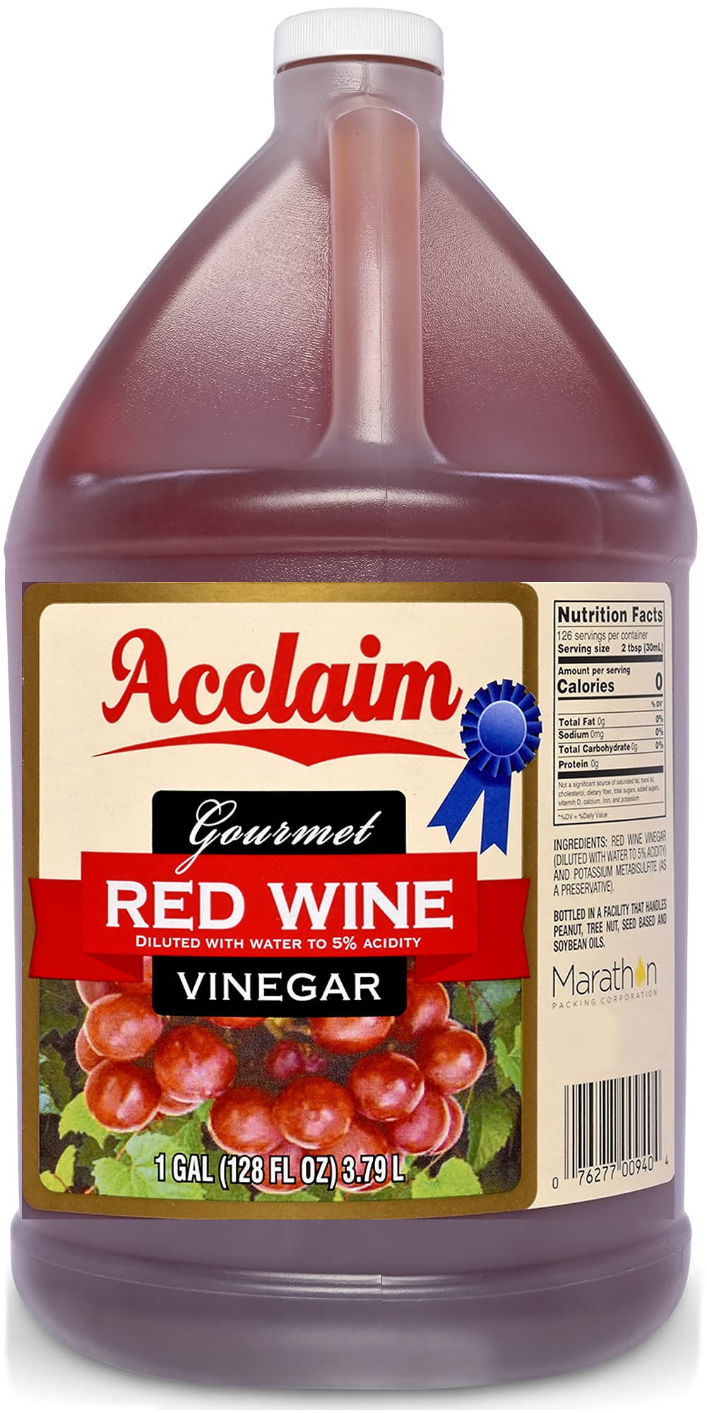 Acclaim Gourmet Red Wine Vinegar - 5% Acidity, 128 Fl Oz (1 Gallon)