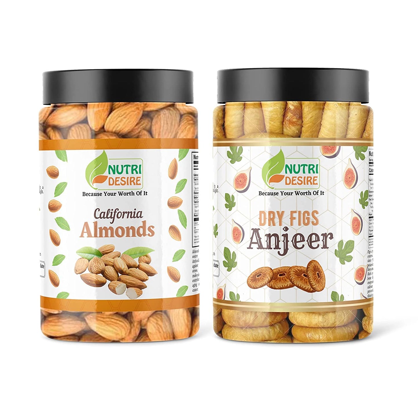 Nutri Desire Combo Pack of California Almonds & Figs|Anjeer 500 gms Each Total 1 Kg[Jar Pack]