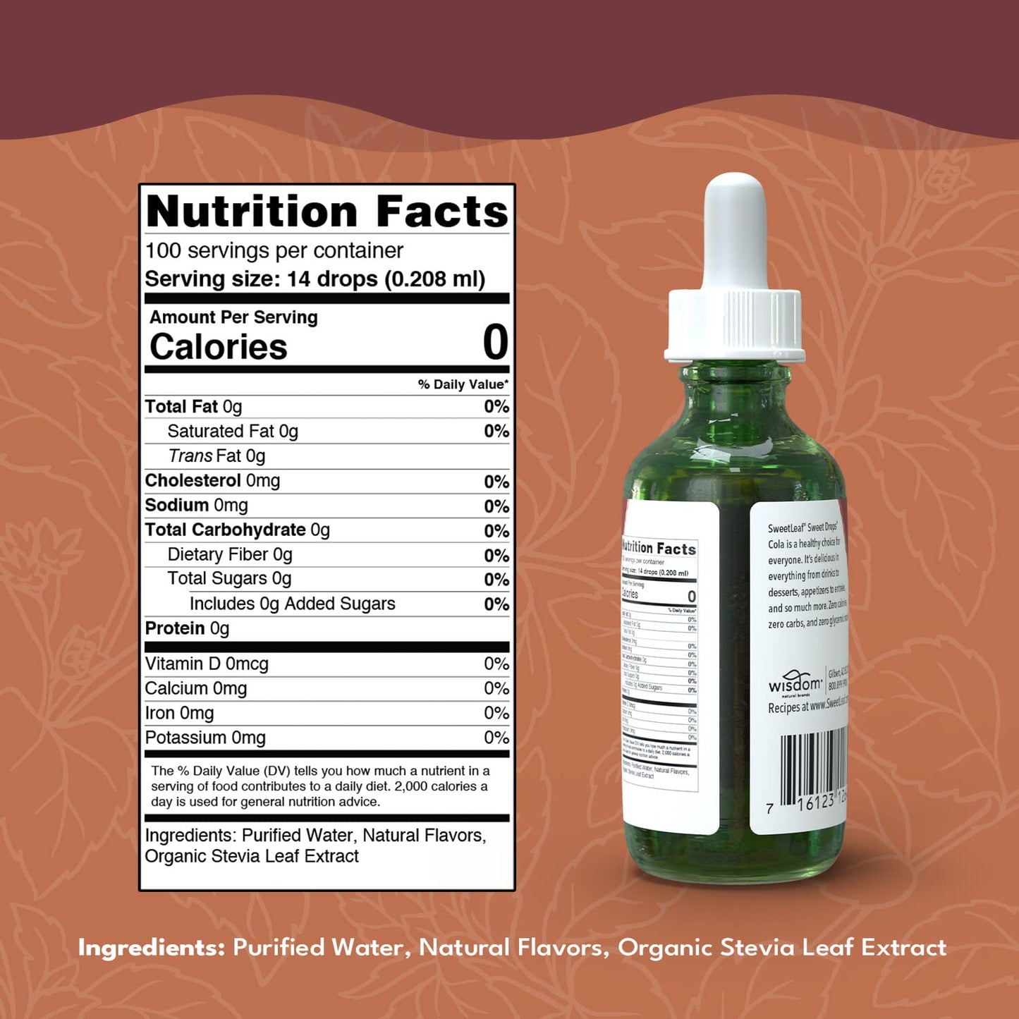 Sweetleaf Stevia Sweet Drops Cola - Liquid Stevia Drops Sweetener, Zero Calorie, Non-Gmo Flavored Stevia Liquid Sugar Substitute