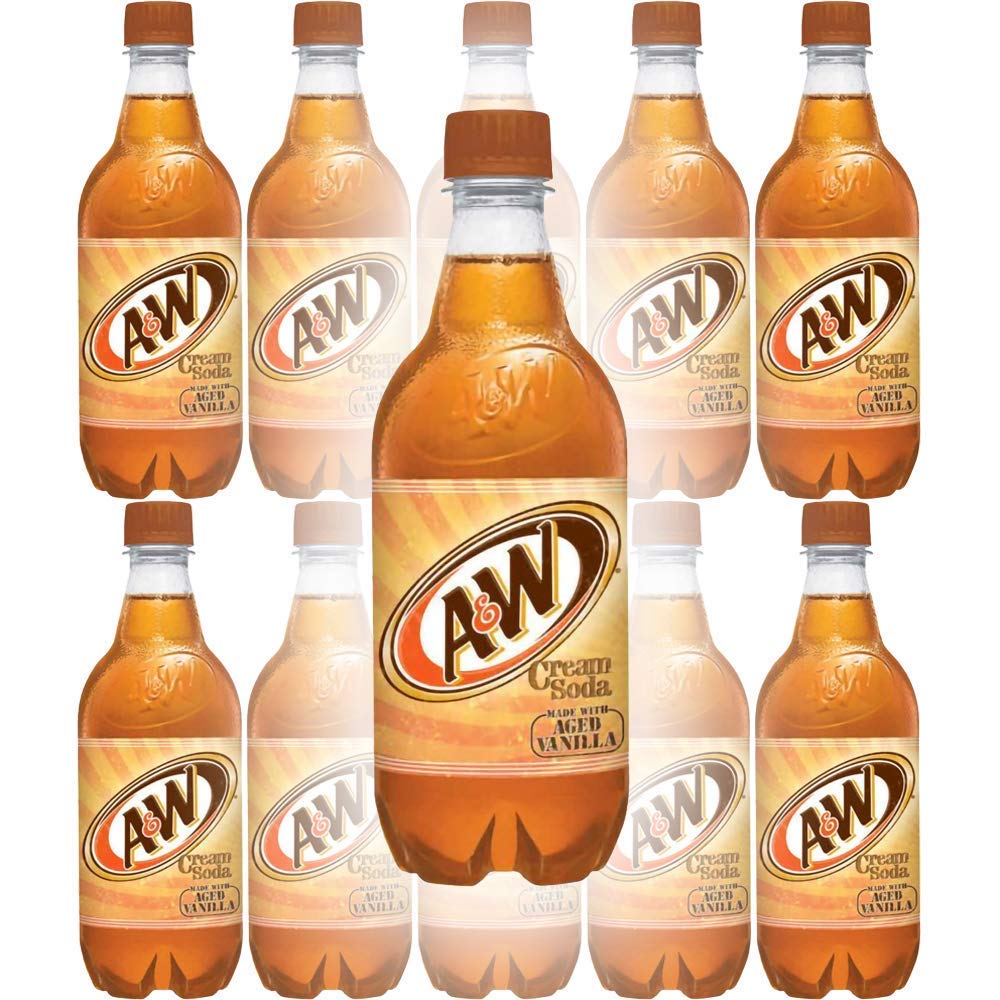 Variety Pack A&W Cream Soda Made with Aged Vanilla, 20 Fl Oz Bottles, Pack of 12, Light Brown